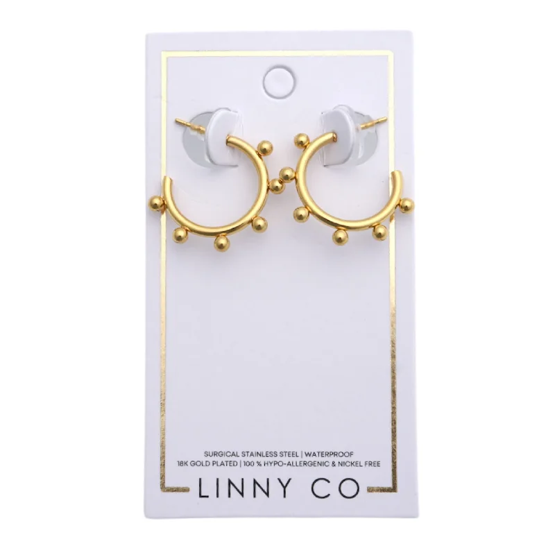 Women’s minimalist stud earrings-Linny Co | Lauren Gold Tone Small Hoop Earrings