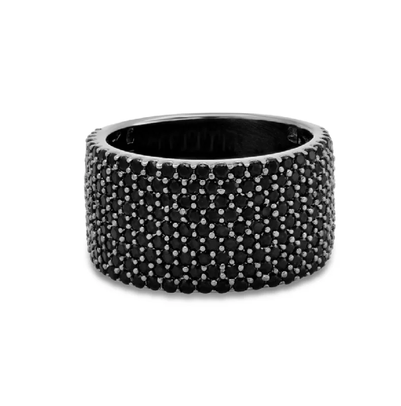 Women’s vintage-inspired rings-WIDE BAND RING, OSS, BLACK