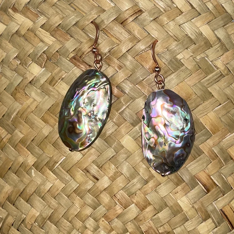 Women’s rainbow crystal earrings-Sugar Bear Alaskan Treasure Hollow Abalone Earrings