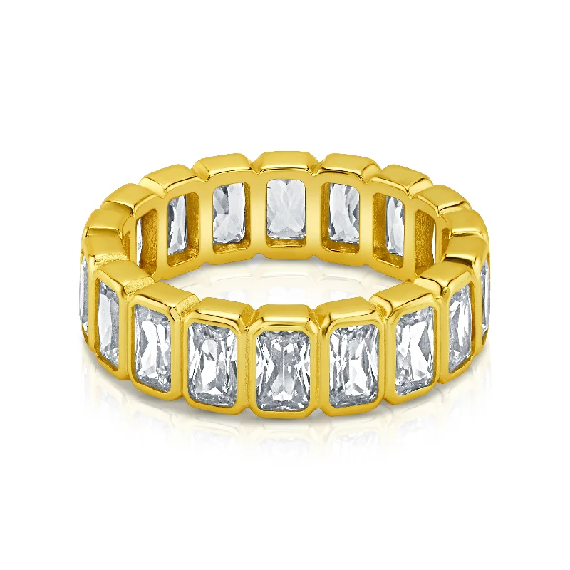 Women’s romantic rings-EMERALD CZ ETERNITY RING, GOLD