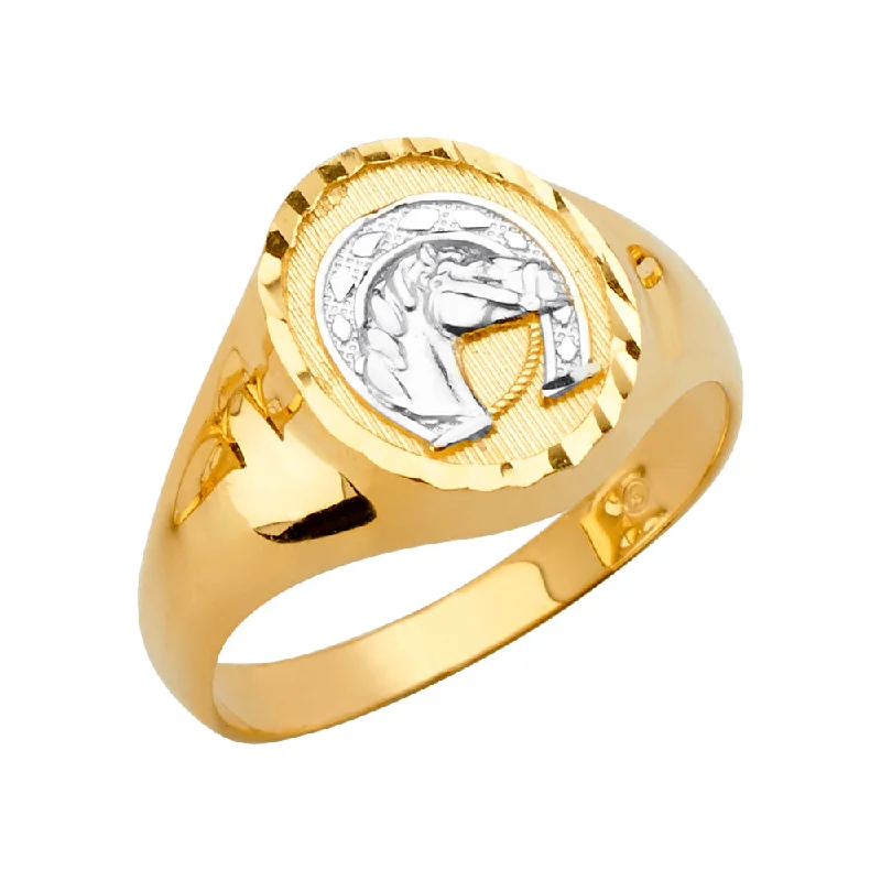 Women’s halo diamond rings-14K Men's Ring Horse Shoe