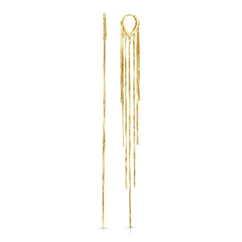 Women’s statement rings-LONG FRINGE POINTED HUGGIES, GOLD