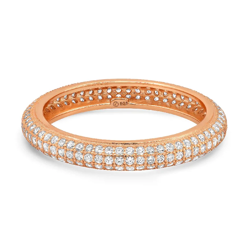 Women’s diamond wedding rings-TRIPLE ROW PAVE ETERNITY RING, ROSE GOLD