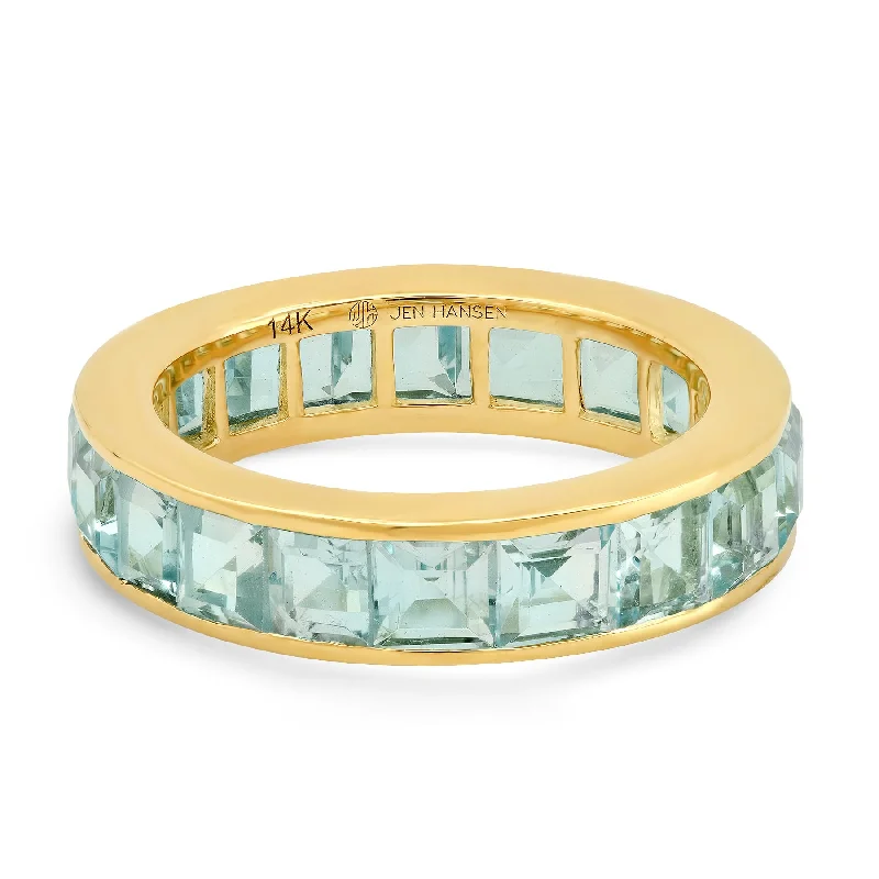 Women’s oval rings-LARGE SKY BLUE TOPAZ CHANNEL SET RING, GOLD