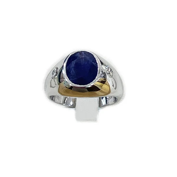 Women’s love rings-14k White Gold Mens Sapphire Ring