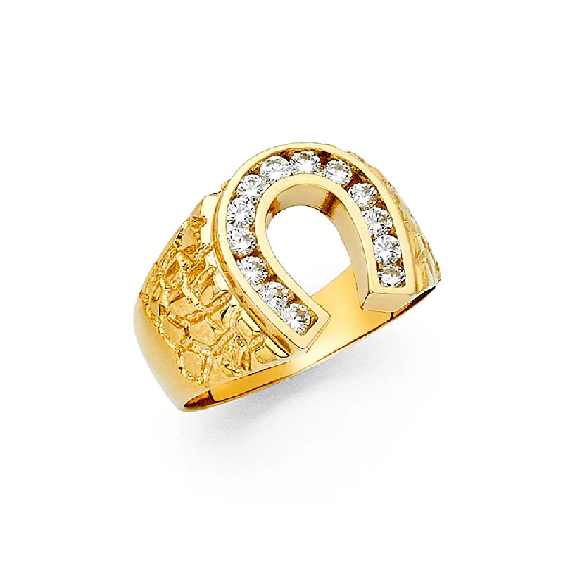 Women’s trendy rings-14K HORSESHOE MENS RING