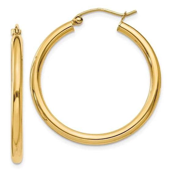 Women’s vintage-inspired earrings-14K Y Gold Polished 2.5mm Tube Hoop Earrings