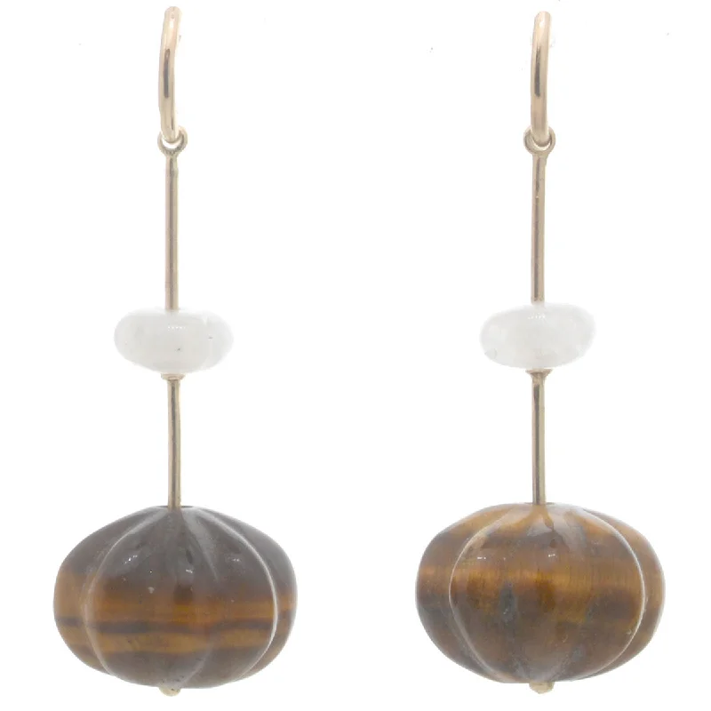 Women’s minimalist stud earrings-Swingers Hooplet Earrings Moonstone Tigers EYe