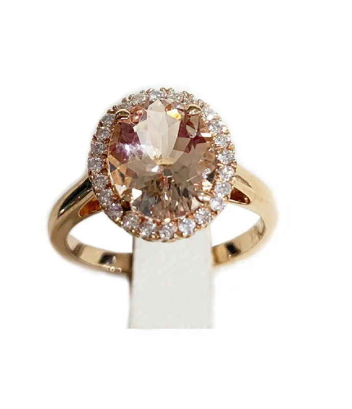 Women’s cocktail rings-14k Rose Gold Morganite Ring