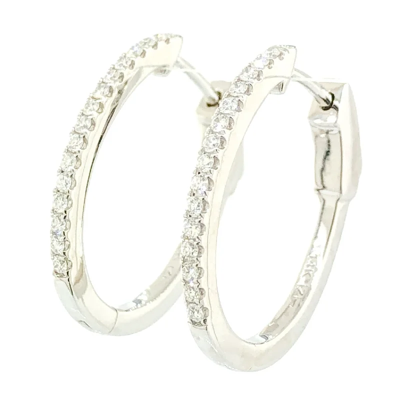 Women’s silver stud earrings-14K W Gold 0.38ctw Diamond Hoop Earrings