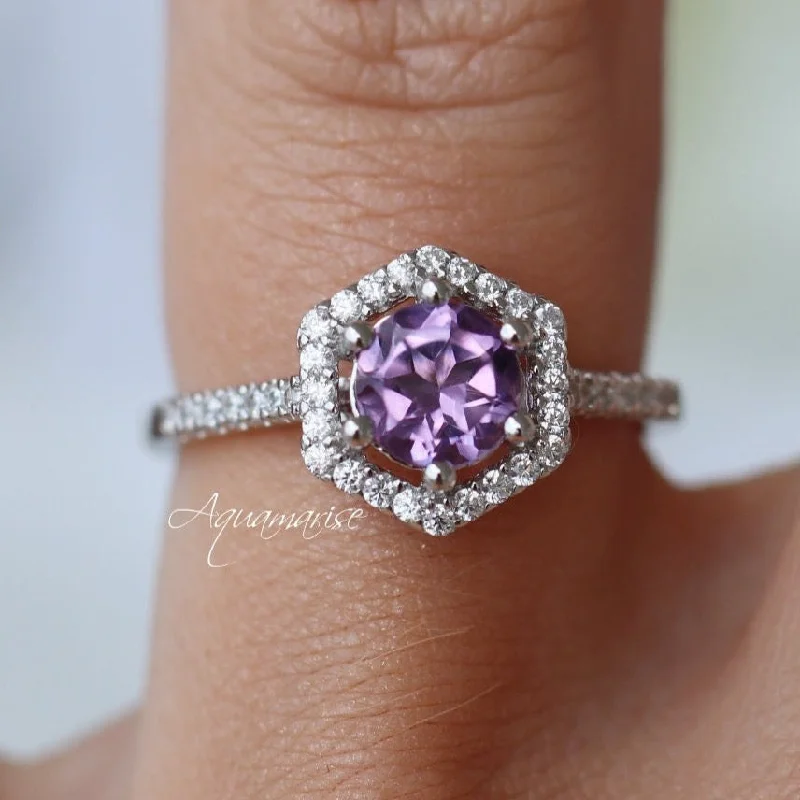 Women’s engagement rings with gemstones-Isabelle Amethyst Ring- Sterling Silver