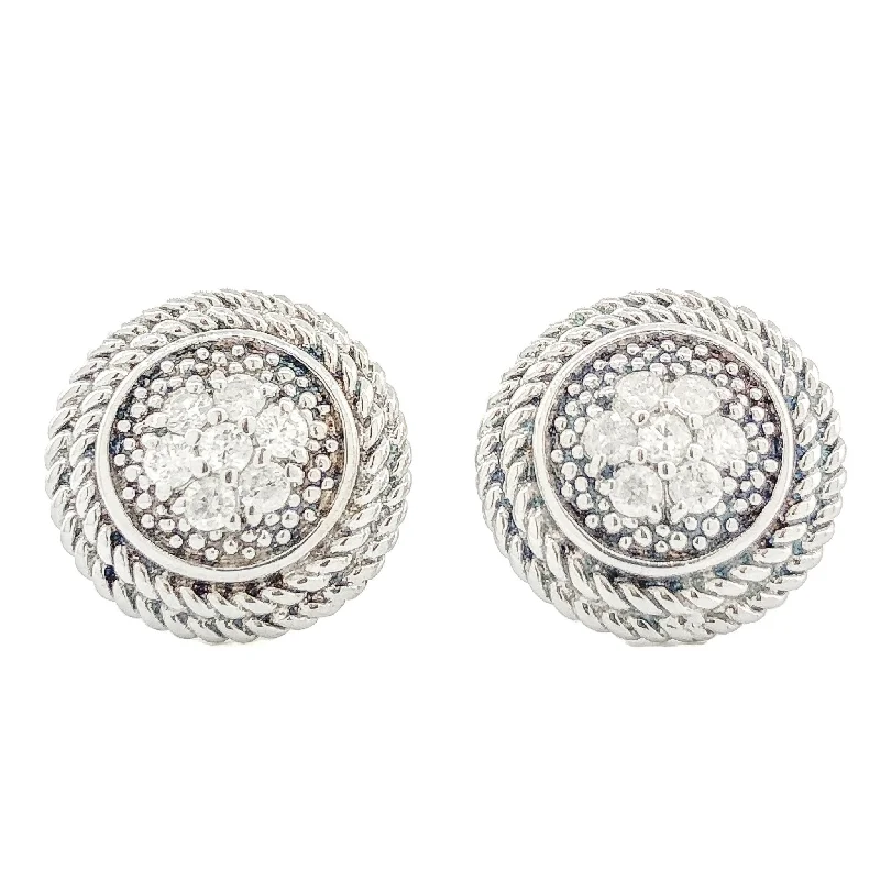 Women’s hoop earrings-SS 0.15cttw Diamond Button Earrings