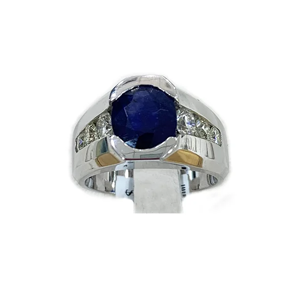 Women’s wedding sets with rings-14k White Gold Mens Sapphire Ring