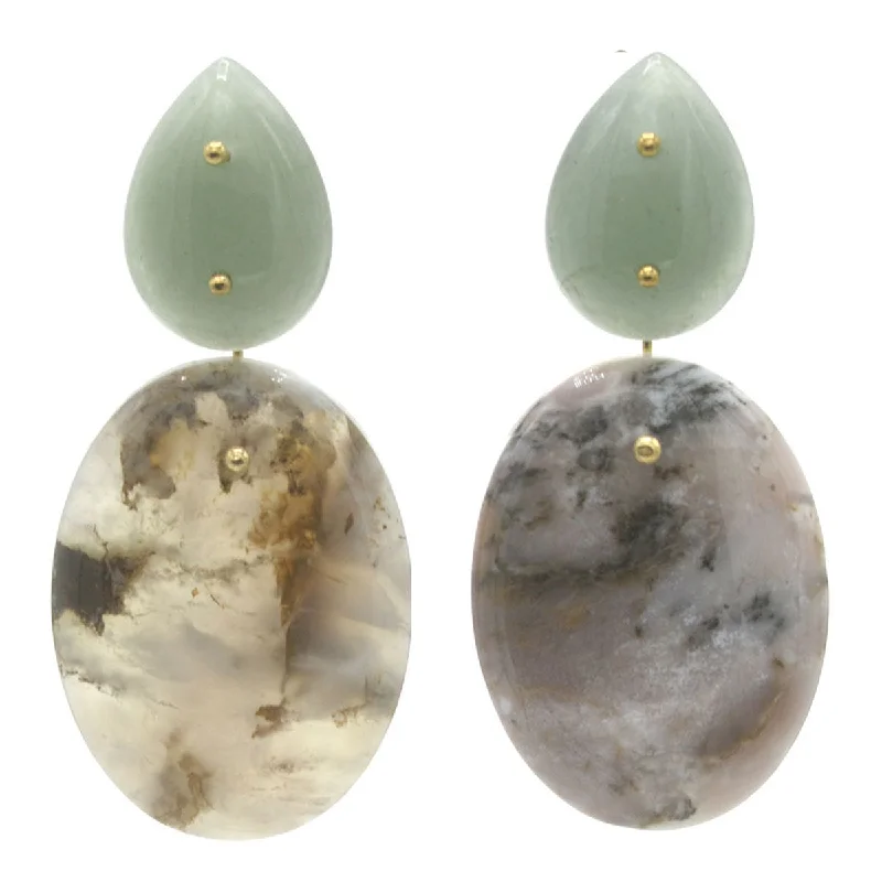 Women’s cubic zirconia earrings-Mobile Earring Green Aventurine Agate