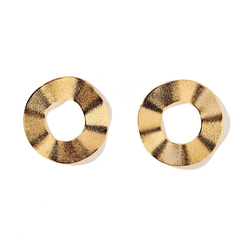 Women’s hoop earrings for brides-Linny Co | Eliza Gold Tone Circular Earrings