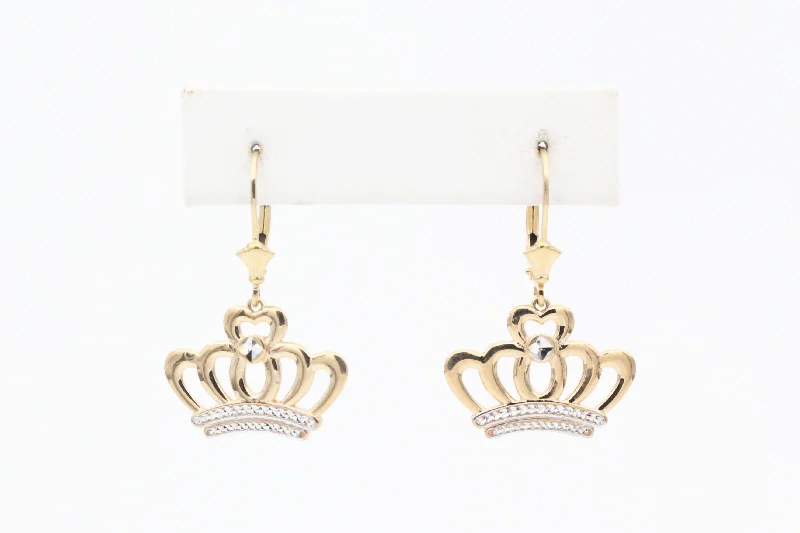 Women’s multi-layer earrings-Yellow Gold Crown Earrings