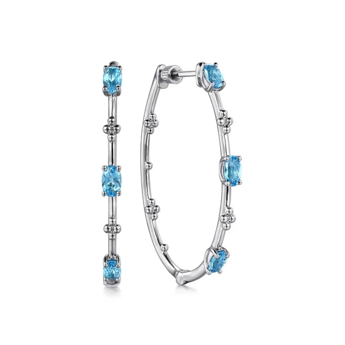 Women’s unique hoop earrings-SS Blue Topaz Hoop Earrings