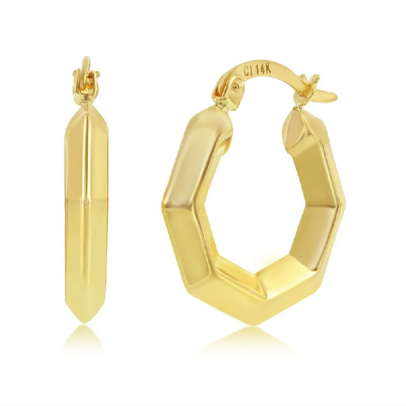 Women’s adjustable earrings-14K Y Gold 22X20mm Geometric Hoop Earrings