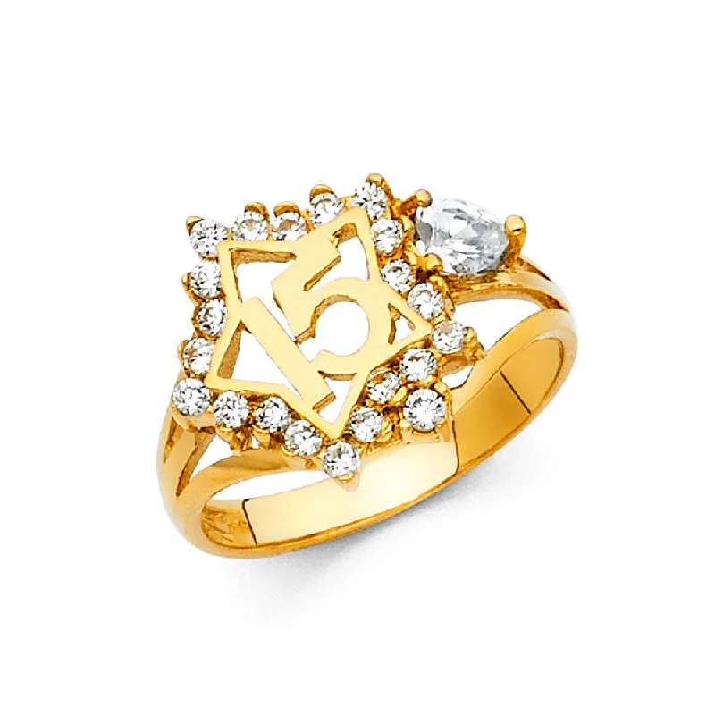 Women’s gold-plated rings-14KY CZ 15YEARS RING