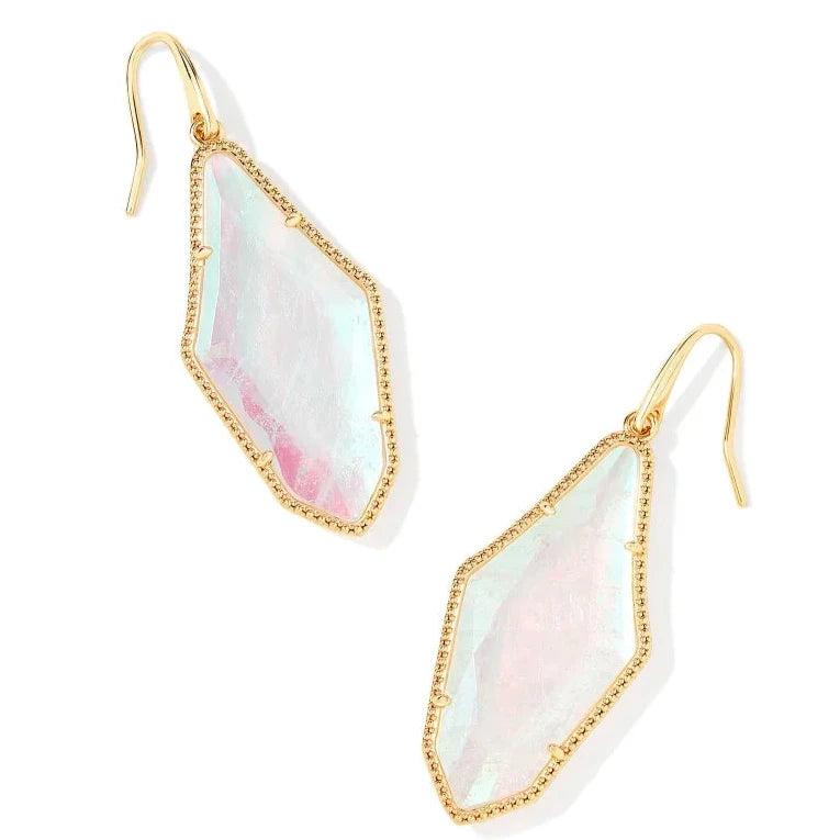 Women’s sterling silver hoop earrings-Kendra Scott | Evelyn Gold Drop Earrings in Rock Crystal Dichoric