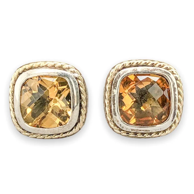 Women’s teardrop earrings-SS Citrine Cable Stud Earrings