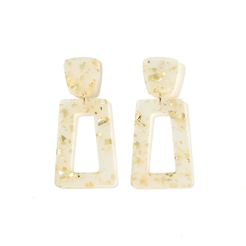 Women’s round stud earrings-Linny Co | Kennedy Rectangular Drop Earrings in Gold Confetti