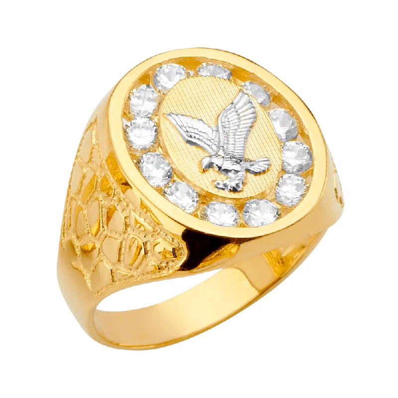 Women’s silver rings-14K Eagle Men's CZ Ring