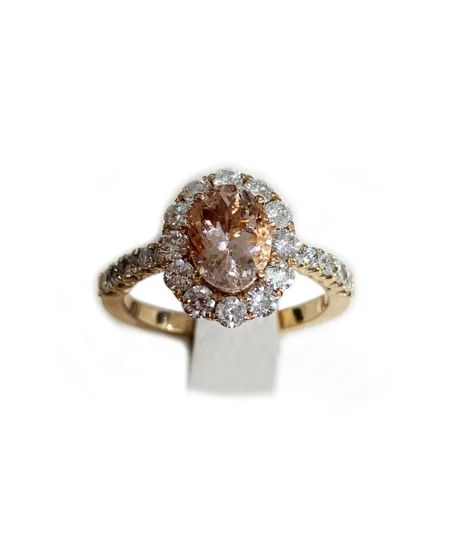 Women’s stackable engagement rings-14k Rose Gold Morganite Ring