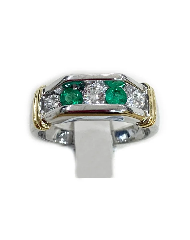 Women’s teardrop rings-14k White Gold Mens Emerald Ring