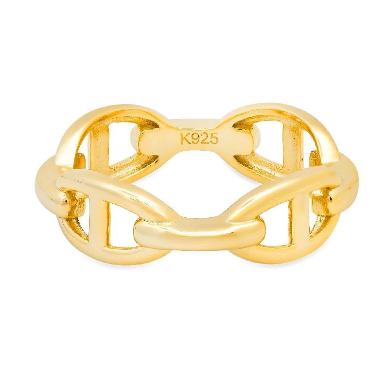 Women’s designer rings-HORSEBIT LINK RING GOLD