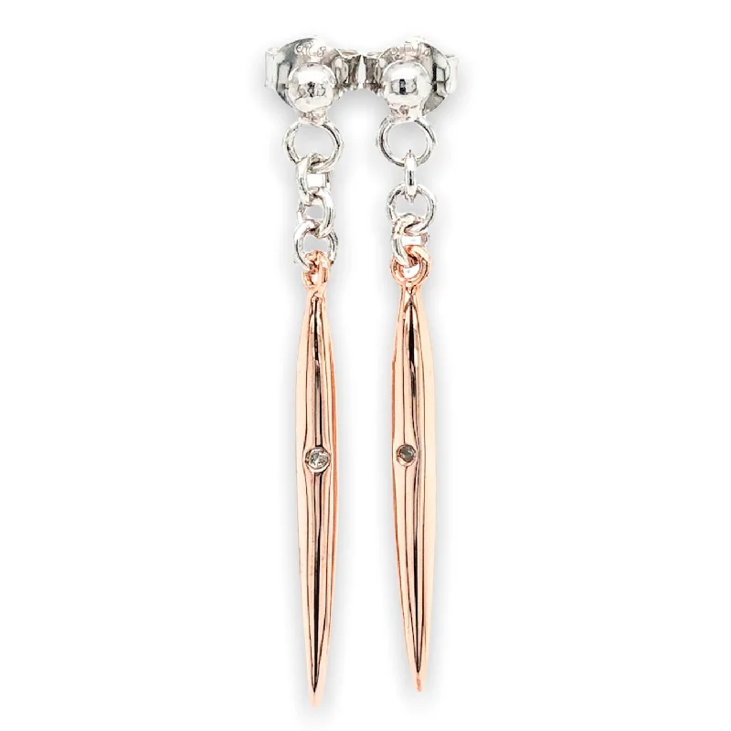 Women’s rose gold earrings-RGP Sterling Diamond Drop Earrings