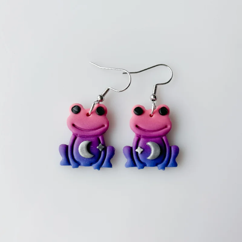 Women’s hoop gold earrings-BI OMBRE FROG EARRINGS