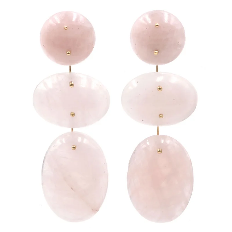 Women’s gemstone drop earrings-Mobile Earrings Triple Rose Quartz