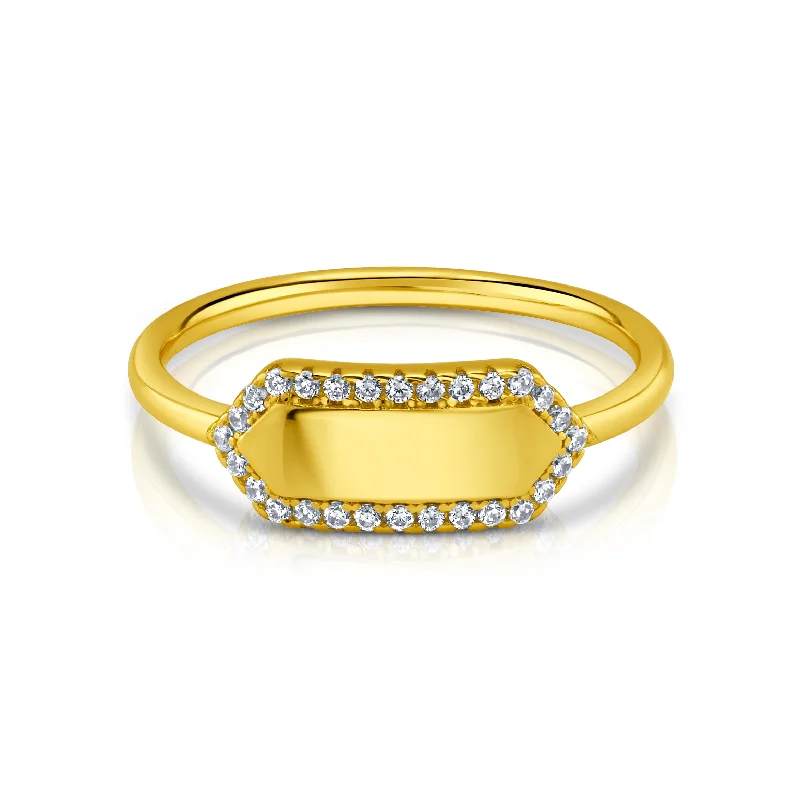 Women’s geometric rings-CZ FRAME RING, GOLD