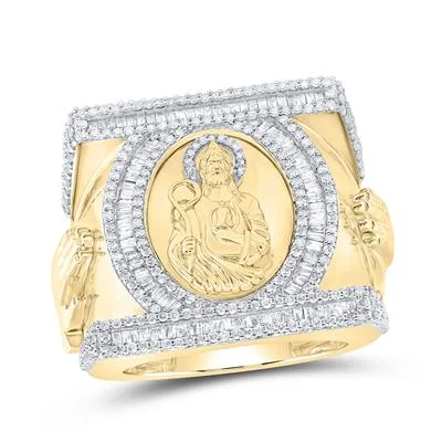 Women’s gold-plated rings-10K Diamond 1 3/4CTW-DIA NK ST JUDE MENS RING