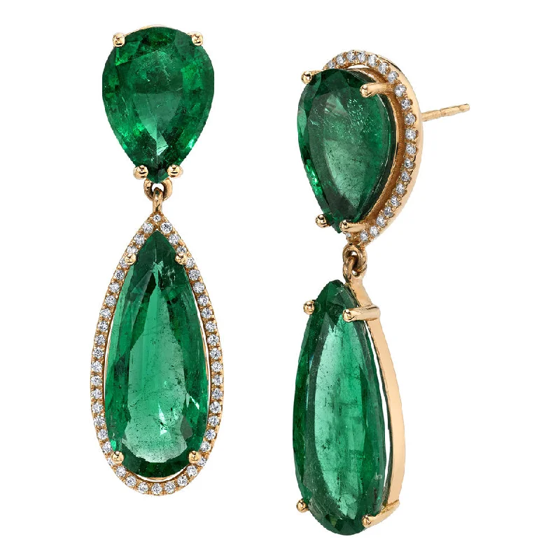 Women’s cuff earrings-EMERALD TEARDROP EARRINGS