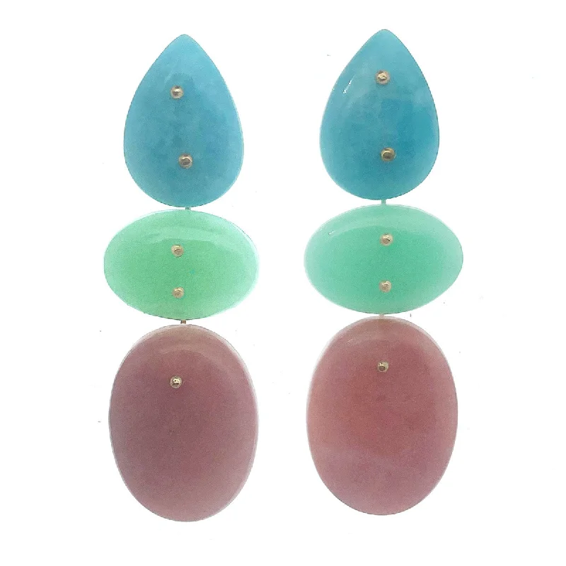 Women’s vintage earrings-Mobile Earrings Amazonite Chrysoprase Pink Opal