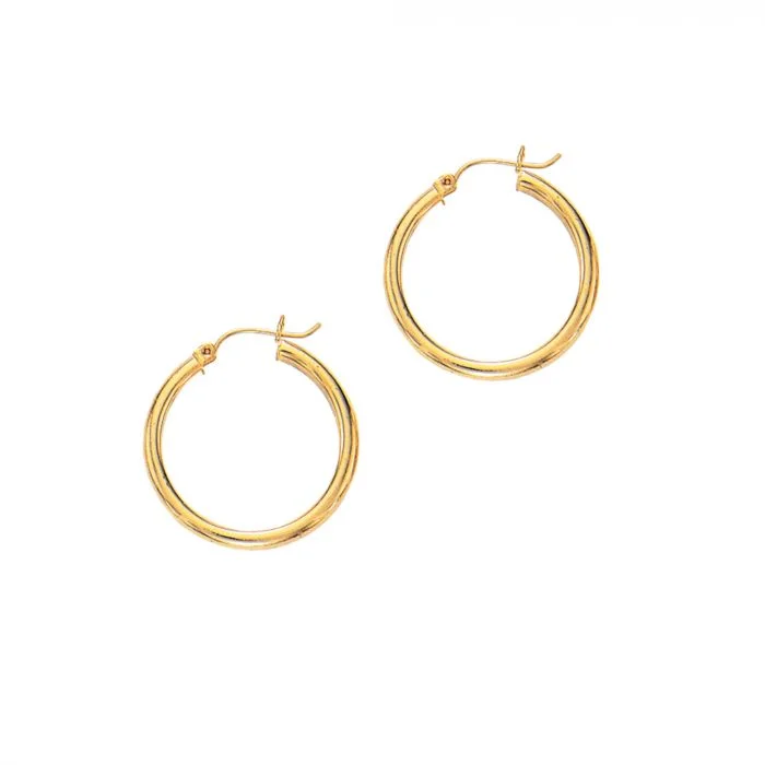 Women’s vintage earrings-14K Y Gold 25mm Shiny Hoop Earrings 1.70grms