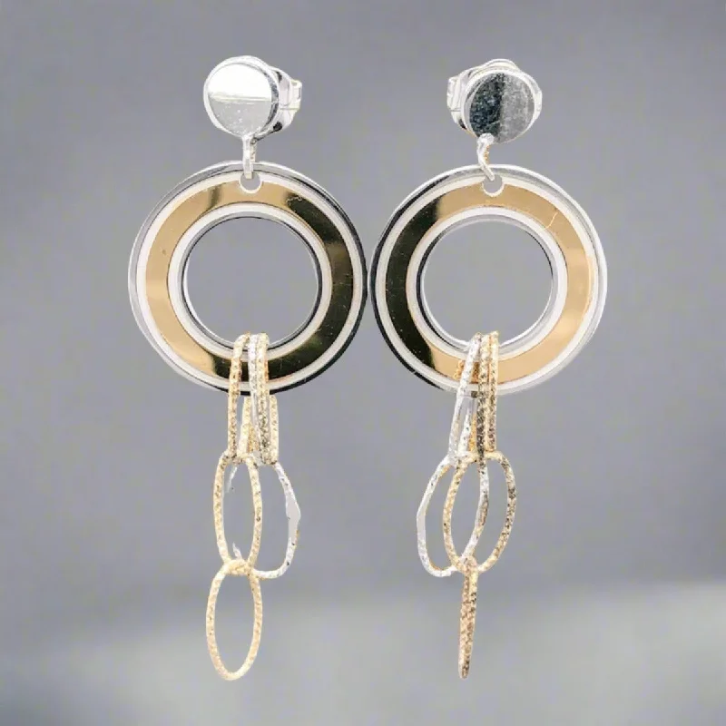 Women’s white gold earrings-YGP Sterling Frederic Duclos Circle & Oval Drop Earrings