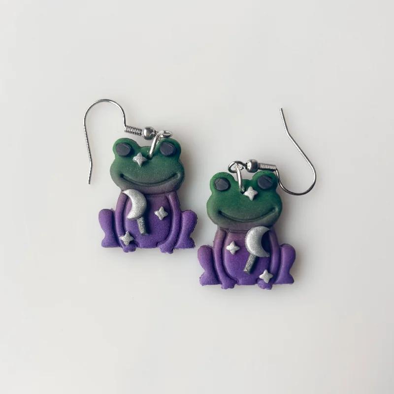 Women’s stud diamond earrings-WITCHY FROG EARRINGS