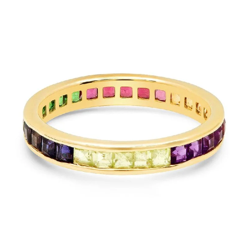 Women’s decorative rings-CHANNEL SET RING, RAINBOW STONES