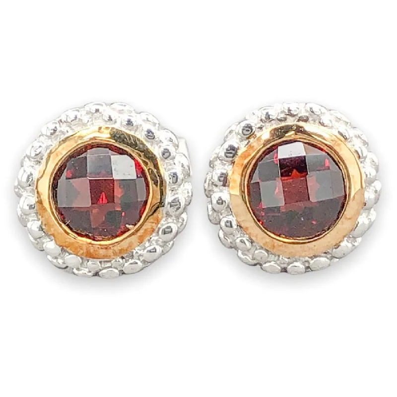 Women’s feather earrings-SS Round 1.2cttw Garnet Stud Earrings