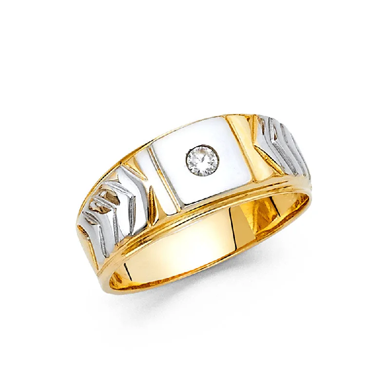 Women’s fashion statement rings-14K CZ MENS RING