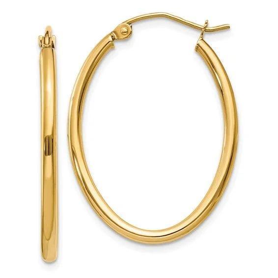 Women’s tribal earrings-14K Y Gold Oval Hoop Earrings 1.6grms