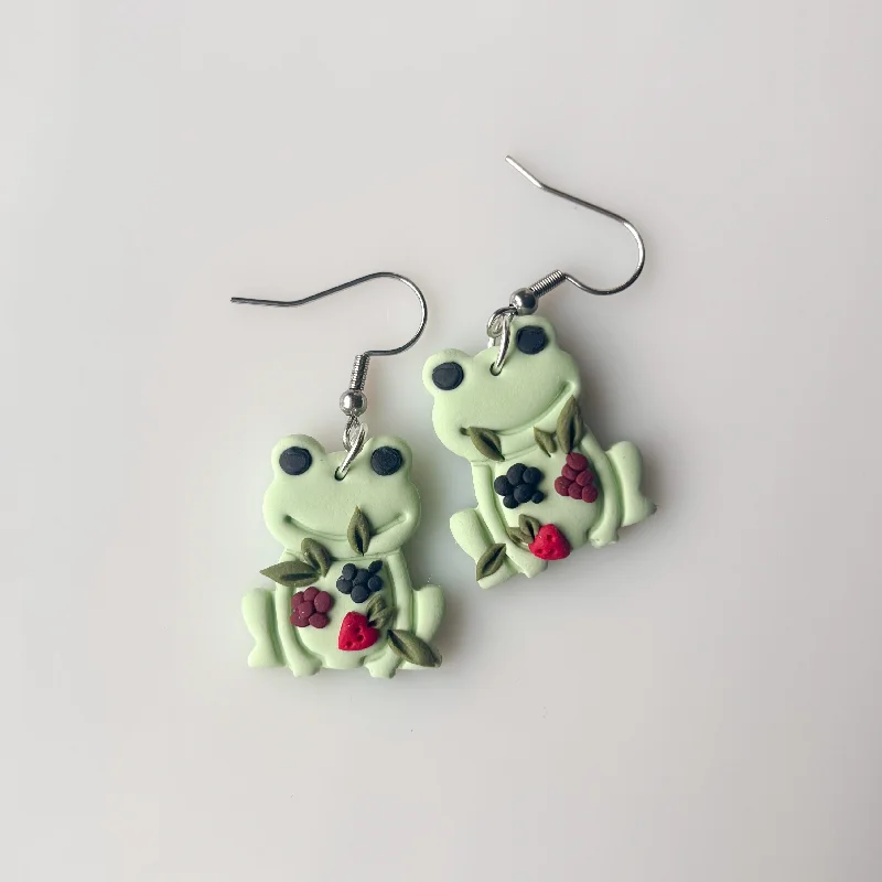 Women’s gemstone earrings-HARVEST BERRY FROG EARRINGS