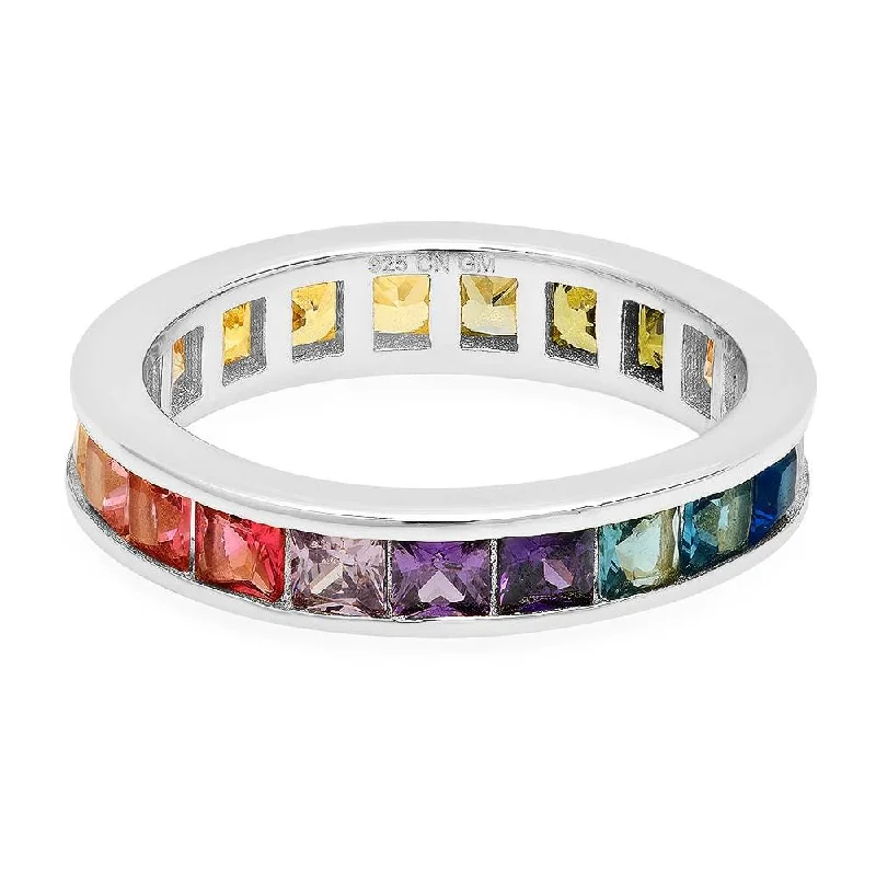 Women’s classic rings-RAINBOW CHANNEL SET RING, SILVER