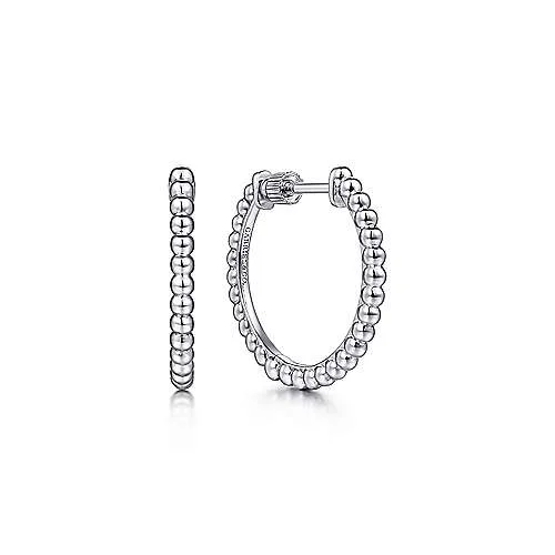 Women’s unique hoop earrings-SS 20mm Beaded Hoop Earrings 3.2grms