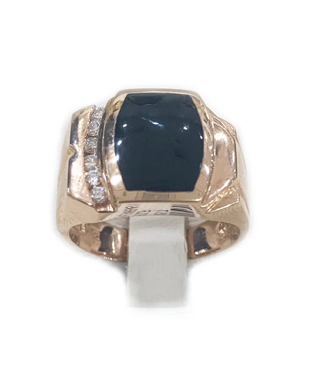 Women’s gemstone rings-14k Rose Gold Mens Onyx Ring