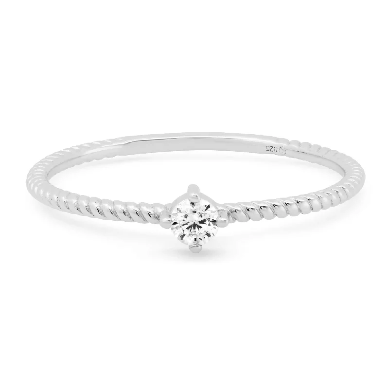 Women’s floral rings-TWIST RING, SILVER