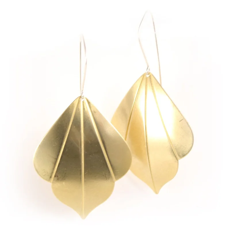 Women’s solid gold earrings-Leafy Deco earrings